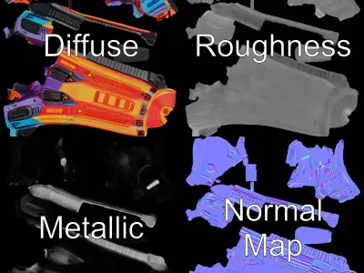 Neon Blaster model pack Low-poly 3D model purchase