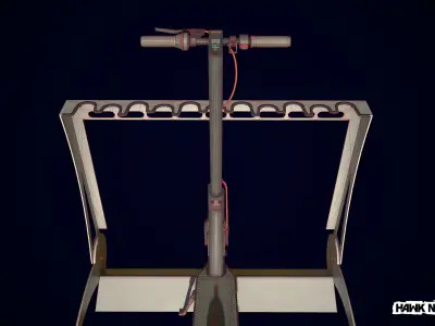 Scooter with Parking Low-poly 3D model