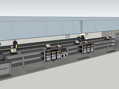 Commercial Airport Burger Kitchen Shop 3D model