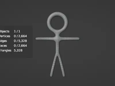 Stick Man Optimized 3D Model Low-poly 3D model