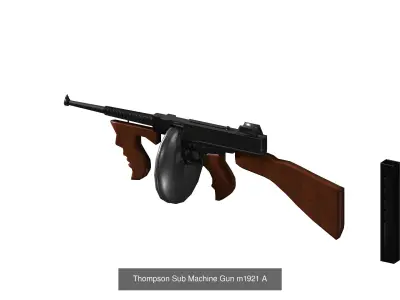 Thompson Sub Machine Gun set  m1a1  m1921A  m1928 3D Model Pack