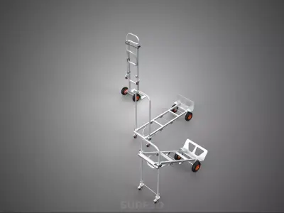 FOLDABLE HAND TRUCK PLATFORM TROLLEY CART FLATBED UPRIGHT TILTED 3D model