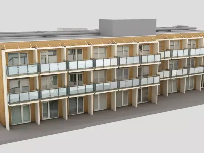 Realistic European City Block Building 30 Low-poly 3D model