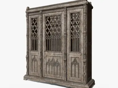 Gothic Bookcase Low-poly 3D model