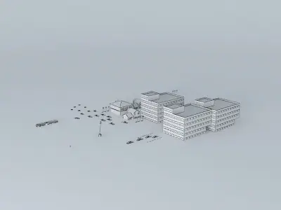 Movie Set group of buildings 3D model