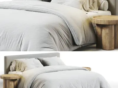 West Elm Flanged Edge Upholstered Bed 3D model purchase