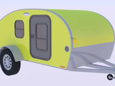 VW Multivan with caravan 3D model