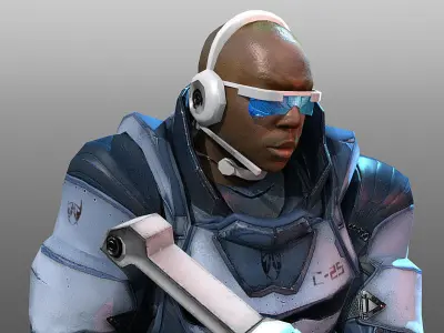 Futuristic Soldier 3 Low-poly 3D model
