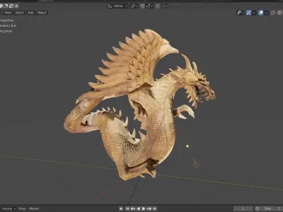 Dragon wooden sculpture of Low-poly 3D model