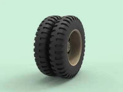 Double wheel from old truck 3D model