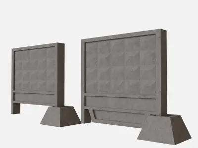 Concrete Fence 2 types Low-poly 3D model