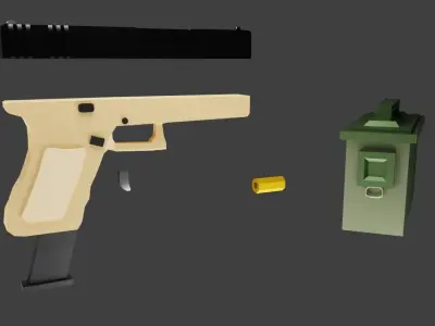 Glock Low poly  Low-poly 3D model