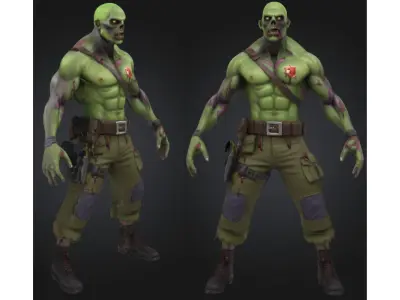 Zombie Soldier Military Low-poly 3D model