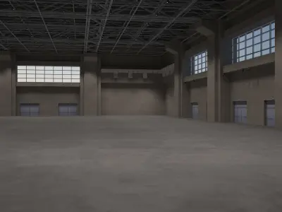 Hall 2 3D low poly - Multifunctional hall Low-poly 3D model