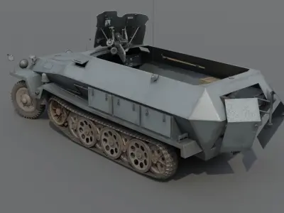 Sdkfz 251-10 PaK 36 Half-Track  Low-poly 3D model