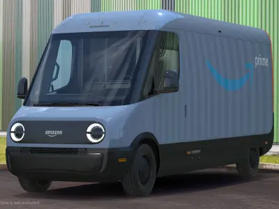 Amazon Electric Delivery Van Rigged 3D model