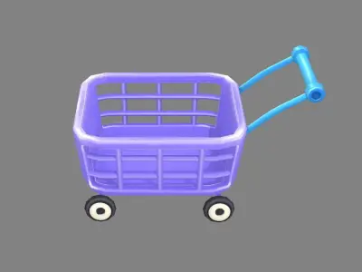 Cartoon Shopping basket - shopping cart Low-poly 3D model
