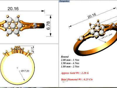 80 LADIES RING LIGHT WET 3D print model