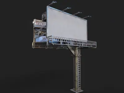 Street Pole Billboard Model Low-poly 3D model