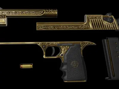Golden Desert Eagle Low-poly 3D model