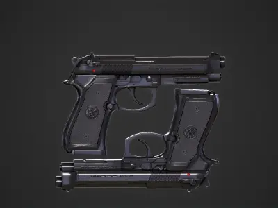 Beretta M9A1 Tactical Pistol Low-poly 3D model