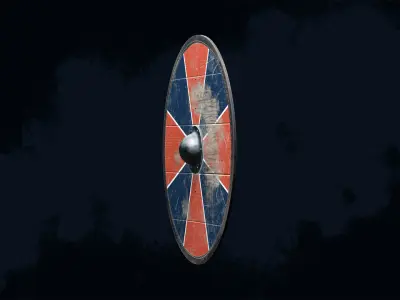 Viking shield 1 - War-Torn Low-poly 3D model
