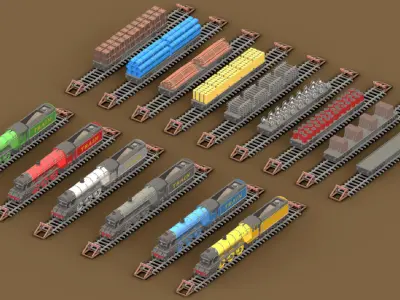 Train Pack 1 Low-poly 3D model