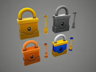 PADLOCK 5 CARTOON STYLIZED Low-poly 3D model