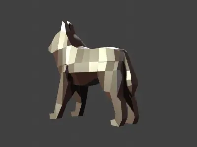 Low-Poly model of dog Husky Low-poly 3D model