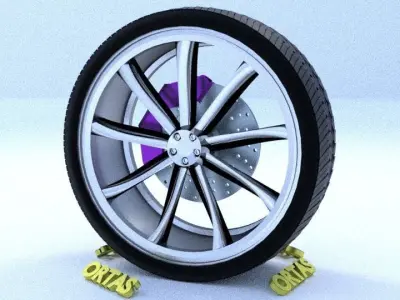 ORTAS CAR RIM 52 GAME READY RIM TIRE AND DISC 3D model