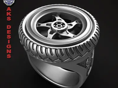  Ring biker jewelry tyre version 1 3D print model