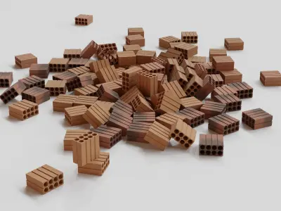 8 Holes Brick Low-poly 3D model