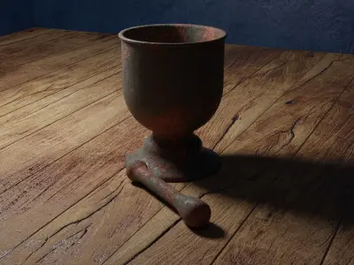 Rusted Mortar and Pestle Low-poly 3D model