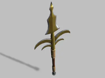 Stylized Brass Steel and Wood Spear Low-poly 3D model