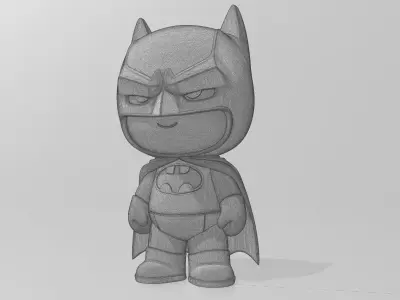 Chibi Batman with Expressive Face 3D Model 3D model