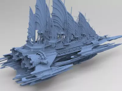 Sci-Fi Emperors Fin ship palace 2  3D model