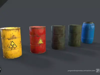 Barrels Pack - Vol 01 - Game Ready Low-poly 3D model