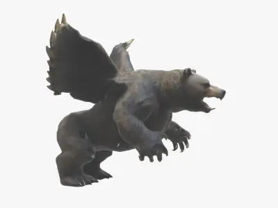 Ferocious Winged Bear Modello 3D Creature Mitologica Low-poly 3D model