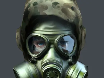 Gas mask helmet 3d model military combat Low-poly  Low-poly 3D model 10