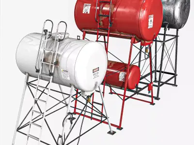 Overhead Fuel Storage Tanks  3 Pakage  Low-poly 3D model