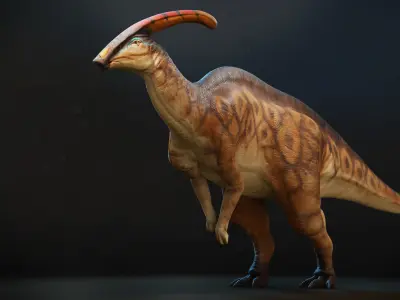 Parasaurolophus Low-poly RIG Low-poly 3D model