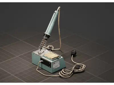 Retro Soldering Iron with Stand 3D model