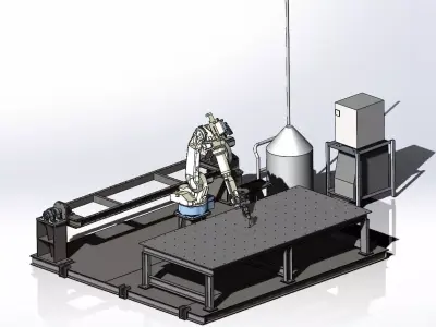 Welding robotics  automation system solution with rotary table 3D model