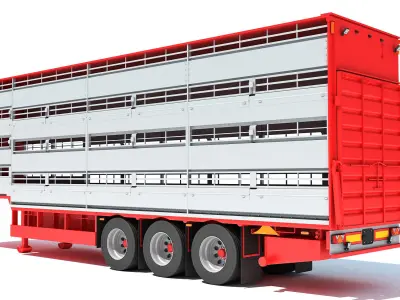Cattle Animal Transporter Trailer 3D model purchase