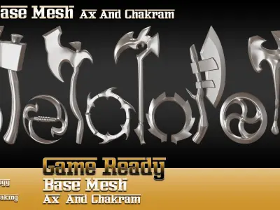 50 Base Mesh-vol1-Ax and Chakram --Game Ready -- 3D model