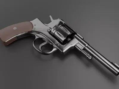 Revolver Nagan Low-poly 3D model