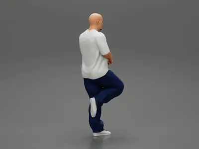 gangster homies standing in one leg leaning against car 3D print model