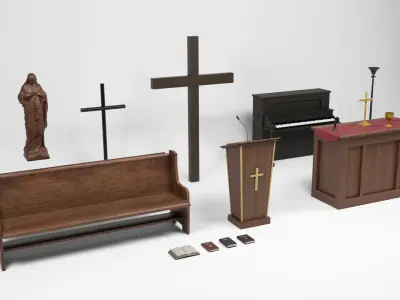 Church Props Low-poly 3D model