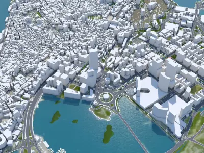 Zhuhai Macau Guangdong Province China 70km Low-poly 3D model