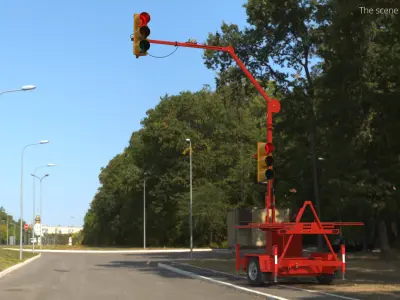 SQ3TS Solar-Powered Traffic Signal Trailer Red Rigged 